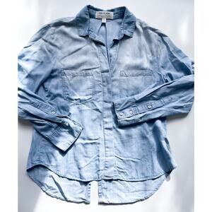 Women's Cloth & Stone Anthropologie Denim Chambray Long Sleeve Flowy Top Size S